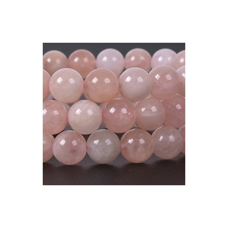 Natural Peach Morganite Gemstone 8mm Round Beads Stretch Bracelet 7"