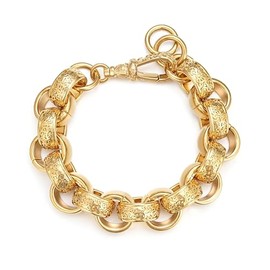 THE BLING KING 20mm Gold-Plated 8-Inch Ornate Belcher Bracelet, 143g, Luxurious Unisex Jewellery