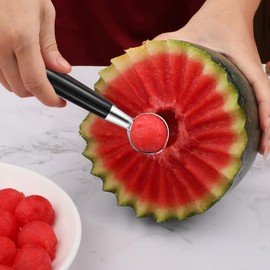 2 PCS Double Sided Melon Baller, Round Melon Balls Fruit Baller Scoop Melon Baller Scoop Stainless Steel Melon Baller Melon Scoop Double Scoop Ice Cream Cone Double Dessert Scoop for Fruit Ice
