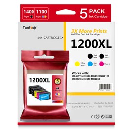 Maxify 1200XL Ink Cartridges Compatible PGI-1200XL PGI-1200 XL PGI 1200 XL Ink Replacement for Canon 1200 Ink Maxify MB2720 MB2050 MB2350 MB2320 MB2020 MB2120 Printer (5 Pack-2BK/C/M/Y)