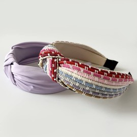 metulip 2Pcs Knotted Headbands for Women Purple Headband Boho Headband Fashion Headbands for Women