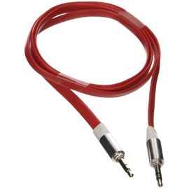 Poppstar 1.2 m High Quality 3.5 mm Stereo Jack Audio Flat Cable - Red