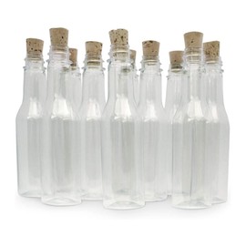 Invitation in a Bottle Plastic Bottles & Corks Set (20) - Clear PET Plastic Potion Bottles with Cork - Small Bottles with Cork & Tiny Jars with Cork Bottles, Message in Plastic Bottle, DIY Crafts