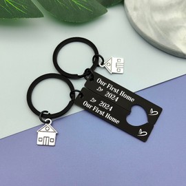 Our First Home 2024 Keyring Set Housewarming Gift for Couple Friends Family New Home Gift for Women Men Her Him First Home Keyring New Homeowner Gift Coworker Moving in Jewelry Realtor Closing Gifts