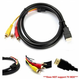 5Ft HDMI To 3-RCA Video Audio AV Component Converter Adapter Cable For HDTV USA