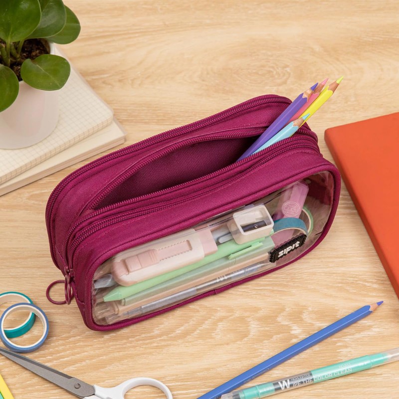 ZIPIT Half & Half Pencil Case for Girls | Large