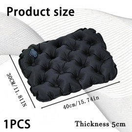 RJFUJP Airplane Seat Cushion, Foldable and Portable Inflatable Seat Cushion, Comfortable Decompression, Suitable for Outdoor Offices, Sports Venues, Stands, Airplanes, Cars, Etc (Black)