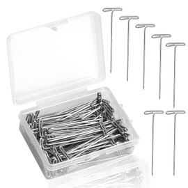 T Pins, 100 Pack 2 inch Sewing Pins for Blocking Knitting, Stainless Steel Push Kit with Clear Box for Foam Head, Sewing, Crocheting and Modelling