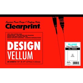 Clearprint 11" x 17" 1000H Design Vellum Pad, 16 lb., 100% Cotton, 50 Sheets, 1 Each, 50 Count (Pack of 1)