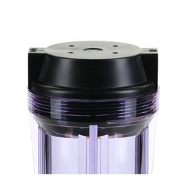 Hydronix HF2-10CLBK12, 10" Clear Housing with Black Flat Cap For RO & Filtration Systems, 1/2" Ports