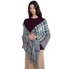 JENNIE LIU Womens 100% Cashmere Shawl Wraps(One Size, GreyRedPurple)