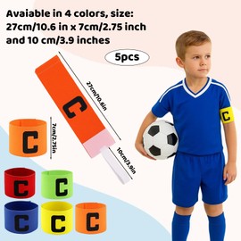 YenMzx Captains Armband, 5 Pack Kids Captain Armband Football, Velcro Adjustable Multicolour Elastic Sports Arm Bands for Team Identification, Multi-Sports Events Clubs Teams Activities