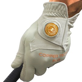 Copper Tech Men's Golf Gloves - Optimal Wrist Support with Copper Infused Thread - 100% AAA Synthetic Tacky Leather - Perfect for Summer & Fall Golfing - Golf Gloves Men (Hand Orientation: Both Hand)