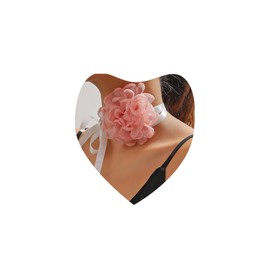 TseenYi Lace Flower Choker Necklace Large Lace Rose Choker Necklace Pink Flower Lace Collar Necklace Vintage Flower Lace Velvet Necklace Jewelry for Women and Girls Gifts