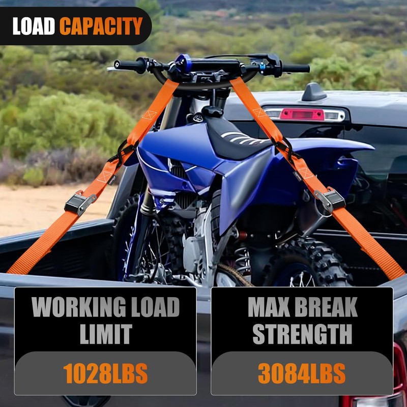 Nilight Motorcycle Tie Down Straps 1.5”×8’ Heavy Duty Cambuckle with