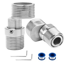 DBALL Water Connection Adapter Pack of 2 Adaptors Stainless Steel Diameter of Approx. 26 mm 360° Rotatable Tap Adapter for Bathroom and Kitchen (Length Adjustable 44 mm - 55 mm)