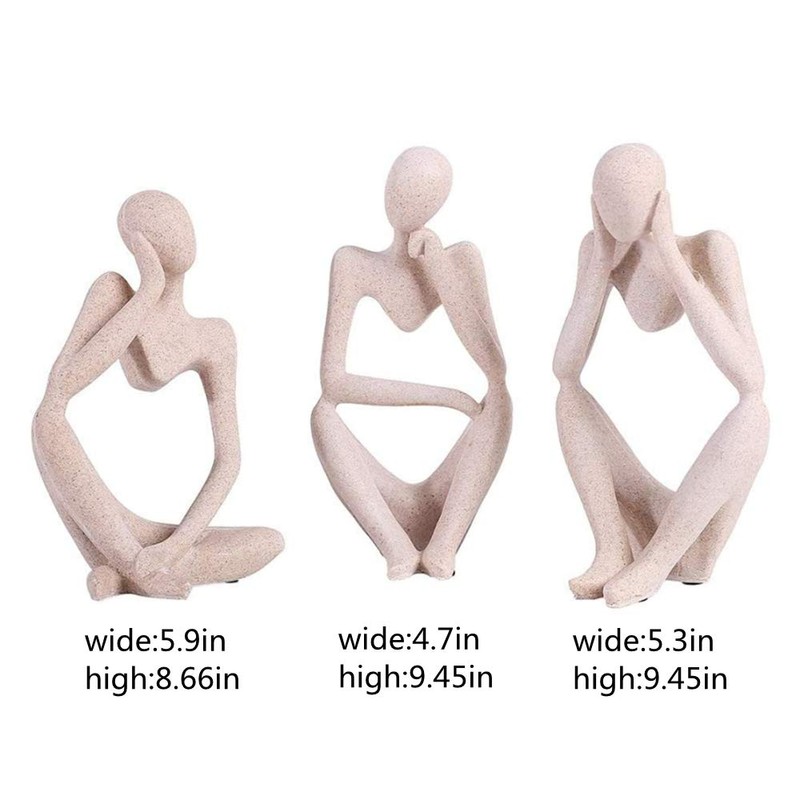 Asng Sandstone Resin Thinker Style Abstract Sculpture Statue Collectible Figurines