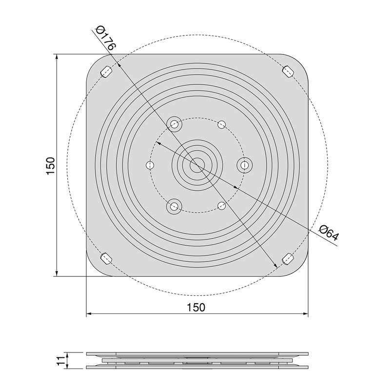 Emuca - Swivel Platform/Rotating Base of 360° for Cabinet/TV Screen,