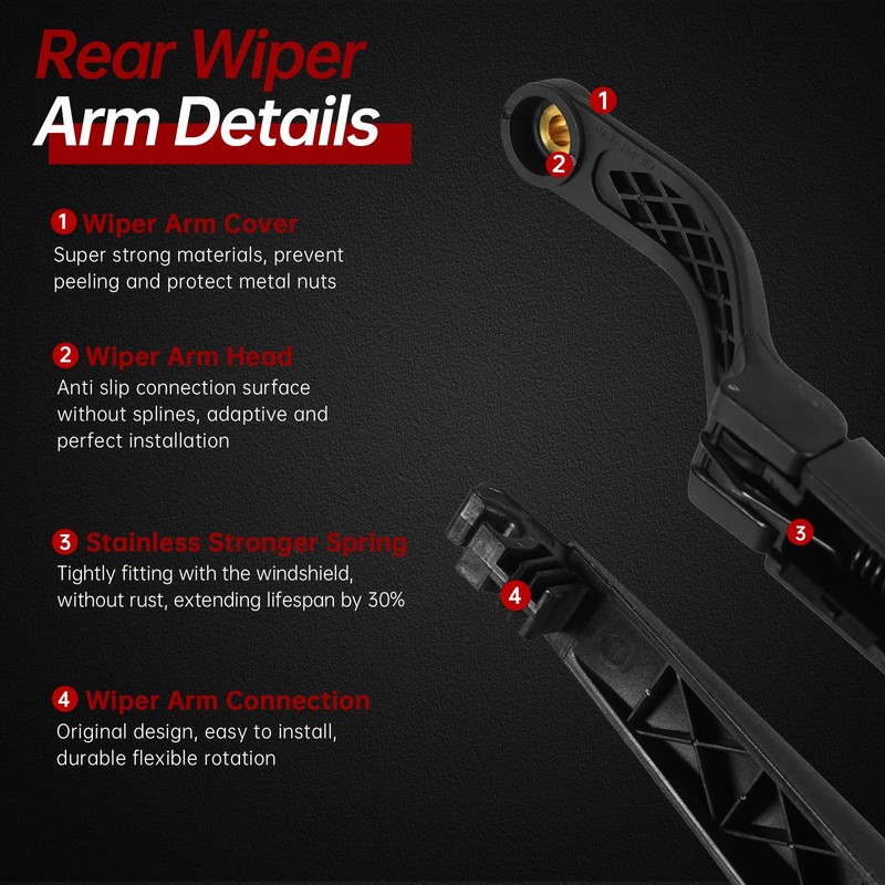 OTUAYAUTO Rear Windshield Wiper Arm Blade Set - Replacement for