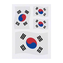 4 x 'Waving South Korean Flag' Temporary Tattoos - Water Resistant, Skin-Safe, Non-Toxic Transfers, Mixed Sizes (TO00068462)