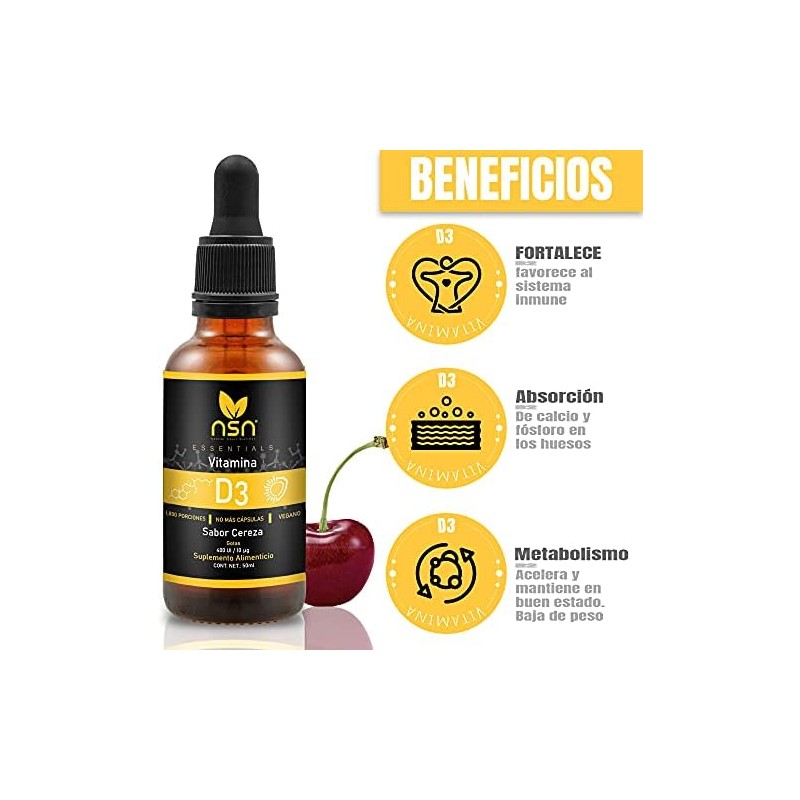 Vitamina D3 en Gotas Sublingual Más Absorción Gotas Concentradas Sabor
