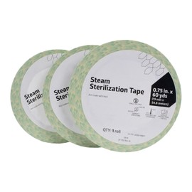 60 Yard Autoclave Tape 3/4 inch, Steam Sterilization, Indicates Sterilization for Dental, Surgical, & Tattoo Instruments, Heat Tape for Chemical, Dry Heat, & Autoclave Sterilizers, 3 Pack
