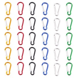 SAMLOO 30pcs Mini Aluminum Carabiner Spring Clip Hook Keychain for Camping Hiking Fishing Traveling Backpack Bottle (Colour)