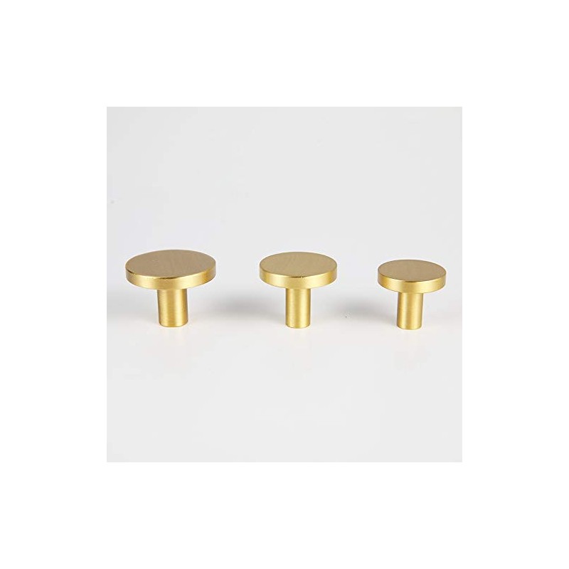 Modern Brushed Brass Gold Round Cabinet Kitchen Knobs Dresser Drawer