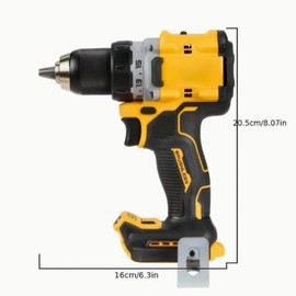 Cordless hammer drill, works on 20V batteries, has a brushless motor, a compact design, and a yellow and black ergonomic handle, perfect for home repairs (tool only)