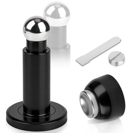 Tope de puerta magnético, tope magnético ajustable para puerta, resistente, fuerte imán para puerta, tope de puerta negro de acero inoxidable para mon