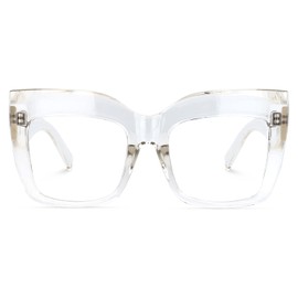 Zeelool Vintage Oversized Thick Cat Eye Blue Light Blocking Glasses for Women FP0668-03 Crystal
