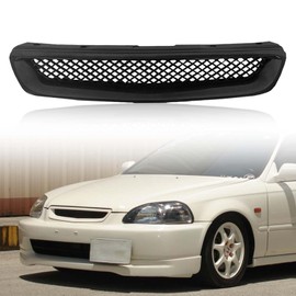 Kspeed Front Bumper Grille Fit 1996 1997 1998 for Civic CX/DX/EX/LX/HX,ABS Plastic Type-R Black Mesh Front Upper Grill Guard Replacement Part