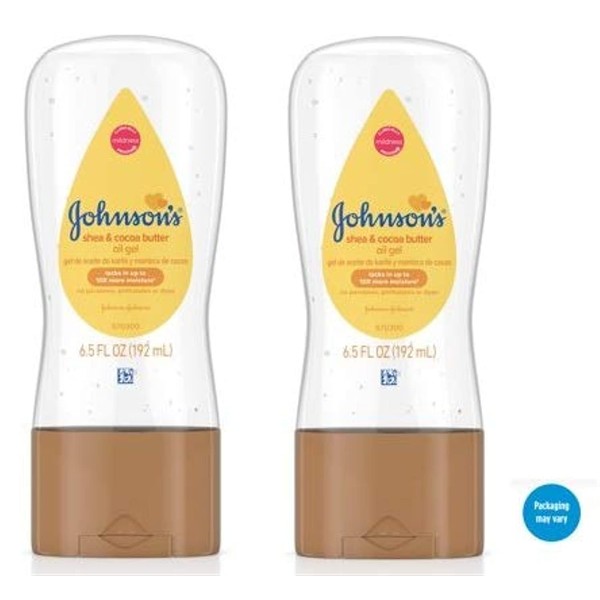 Johnsons Baby Oil Gel with Shea & Cocoa Butter, 6.5 fl. oz (Pack of 2)