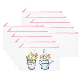 PATIKIL Sublimation Makeup Bags, 50 Pcs 7 x 4.5 Inch Canvas Heat Transfer Blank Cosmetic Bag Pouch Pencil Case for Travel DIY Crafts Gift Women, White Bags with Pink Zipper