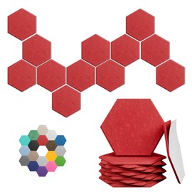 Hexagonal Acoustic Panels-18 Pack High-Density Sound Absorbing Panels 12"X10"X0.4" for Enhanced Noise Reduction, DIY Design, Idea for Studios, Offices, and Home Theaters(Cherry Red)