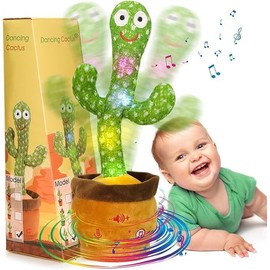 EMOIN Dancing Cactus Toys Talking Cactus Mimicking Toy with LED English Sing Musical Interactive Gift for Kids Room Party Decoration Cute:_Cactus Toy