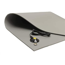 ESD Mat - Three Layer Vinyl - ESD Foam Mat - with Grounding Cord (24" x 96" (2' x 8'), Gray)