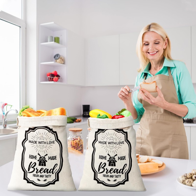 Vesici 8 Pcs Large Linen Bread Bag for Homemade Bread