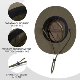 TOP-EX Men's Outdoor Sun Hat, UV Protection, Summer Hat, Safari Hat, Waterproof and Windproof, Foldable Fishing Hat for Men, Ideal for Camping, Hiking, Hunting and Survival, 95588_Green