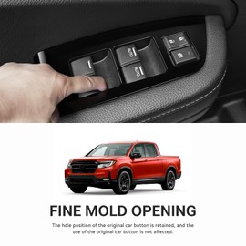 YOJOJOCO 4PCS Inner Window Switch Panel Cover Compatible with Honda Ridgeline 2024 2025 2026 Accessories Black Stainless Steel Material Front & Rear Car Window Lift Switch Button Control Decoration