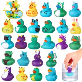 ANGGIKO 24 Pack Color Change Rubber Ducks,Baby Mold Free Bath Toys Mini Jeep Ducks for Kids,Birthday Party Favor Goodie Bags Stuffers Classroom Prizes for Kids