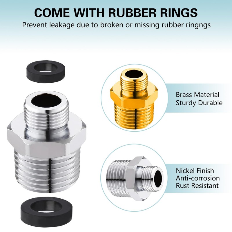 Happyreise Rv Faucet Adapter 1/2 to 3/8 Reducer,1/2 Male to