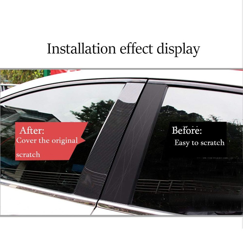 BOLTRY Automobile Carbon Fiber Print Chrome Door Window Pillar Post