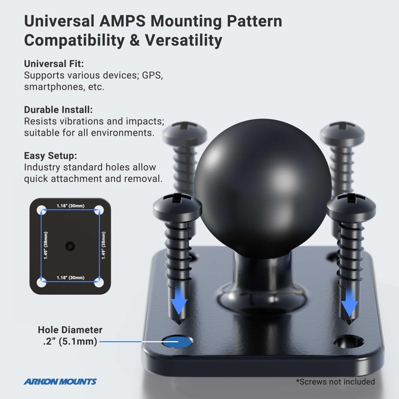 ARKON Mounts Metal AMPS Mounting Pattern with 0CT0 Round Drill-Base