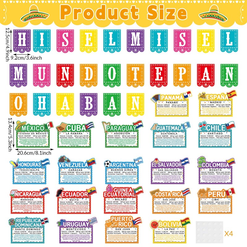 gisgfim Spanish-Speaking Country Bulletin Board Decorations Spanish Classroom Paper Cutouts
