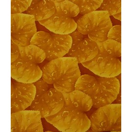 Vintage Orange Leaves with Water Drops Cotton Fabric by The Yard