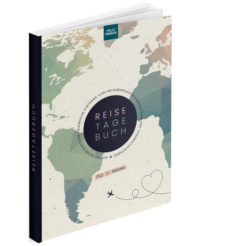 FRUITPRINTS Reisetagebuch, Notizbuch zum Aufschreiben von Erlebnissen auf Reisen