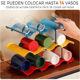 Organizador de Botellas Apilable para 14 Botellas, Soporte para Botellas, Porta Botellas de Almacenamiento para Cocina, Hogar, Tienda