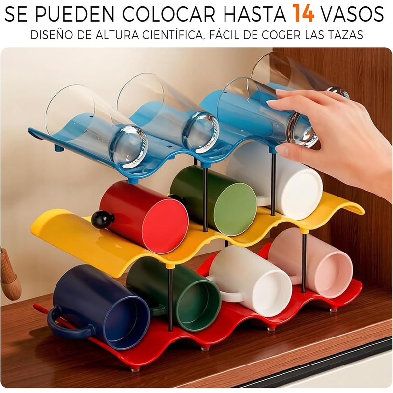 Organizador de Botellas Apilable para 14 Botellas, Soporte para Botellas,