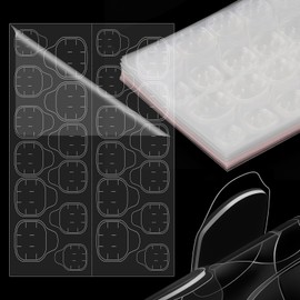 600pcs Press on Nail Glue Tabs, 25 Sheets (12 Clear + 13 Pink Jelly) 12 Sizes Waterproof Breathable Double Sided Adhesive Tabs for Fake Nails, Transparent Super Sticky Flexible Nail Stickers